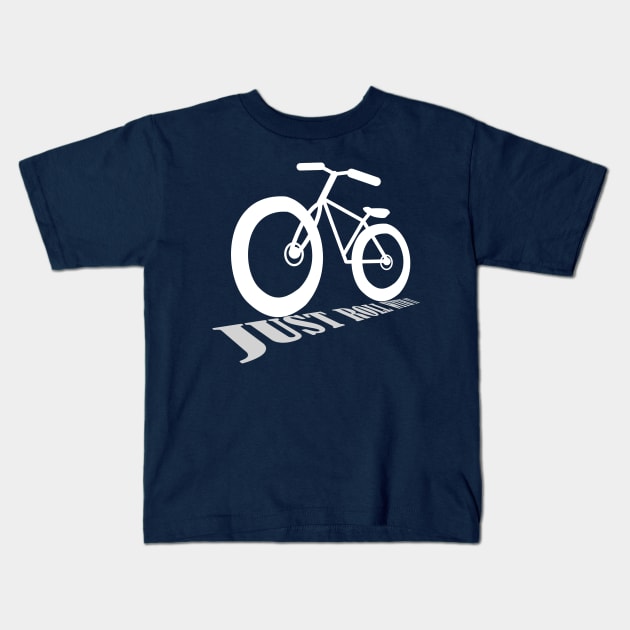 Just Roll With It - Retro Racing Bike Bicycle shirt Kids T-Shirt by andytruong